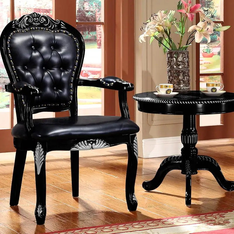 Американский обеденный стул из твердой древесины неоклассический кожаный