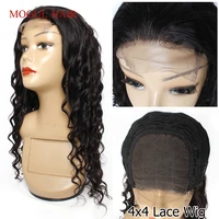 4x4 closure wigs remy human hair wig for women transparent lace free part loose deep wave natural black 30 inch mogulhair