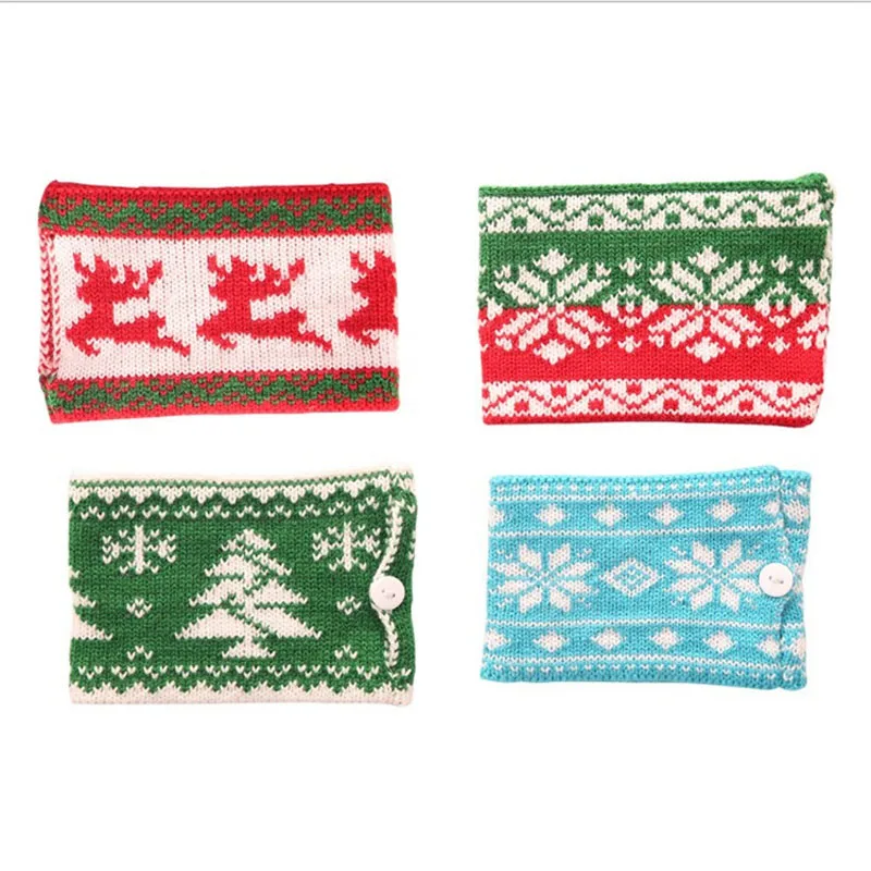 

1pc Knitted Mug Cover Christmas Tree Snowflake Elk Knitted Cup Cover Christmas Decoration for Home New Year Party Table Decor