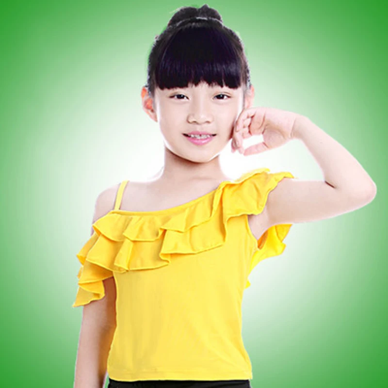 2018 Детская рубашка для латиноамериканских танцев топы с короткими рукавами и
