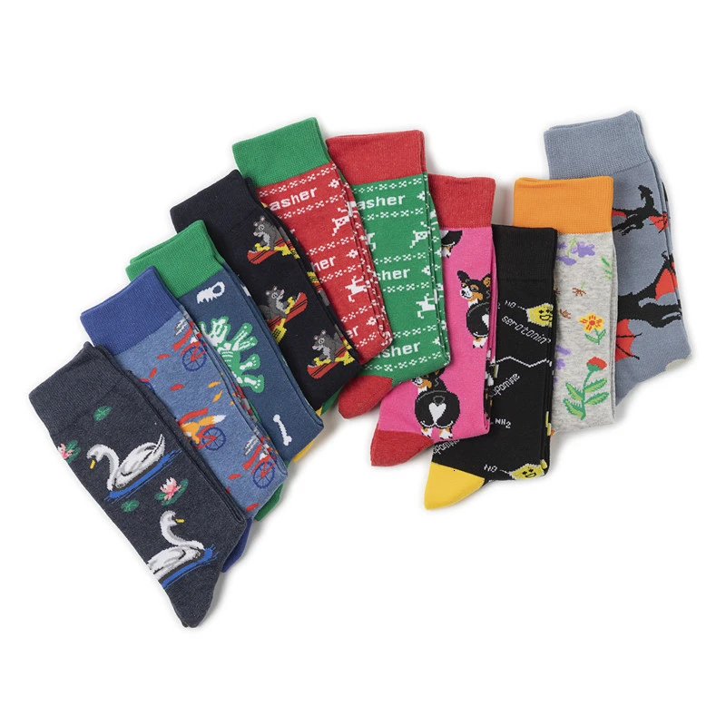Чаочжу 1 пара мужские модные носки 10 видов цветов со смешными героями из