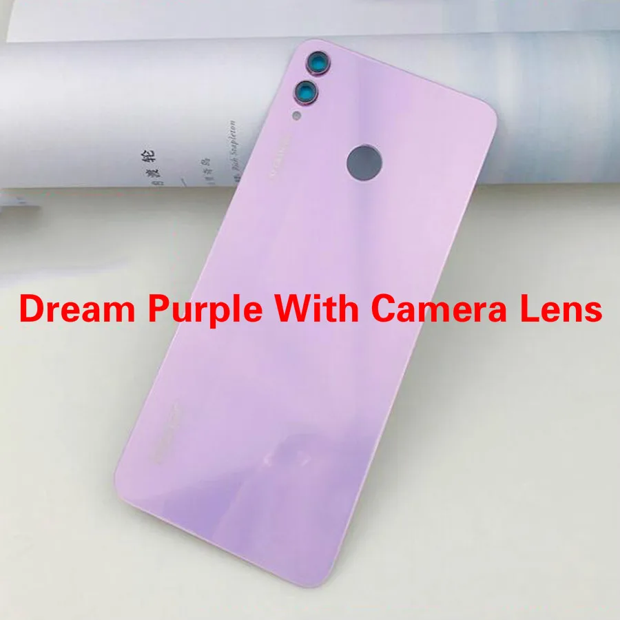 DreamPurple add Lens Крышка батарейного отсека Honor 8X JSN-L21 Задняя стеклянная панель Задняя Дверь Корпус чехол для HUAWEI Honor 8X Крышка батарейного отсека с объективом камеры - Цвет: DreamPurple add Lens