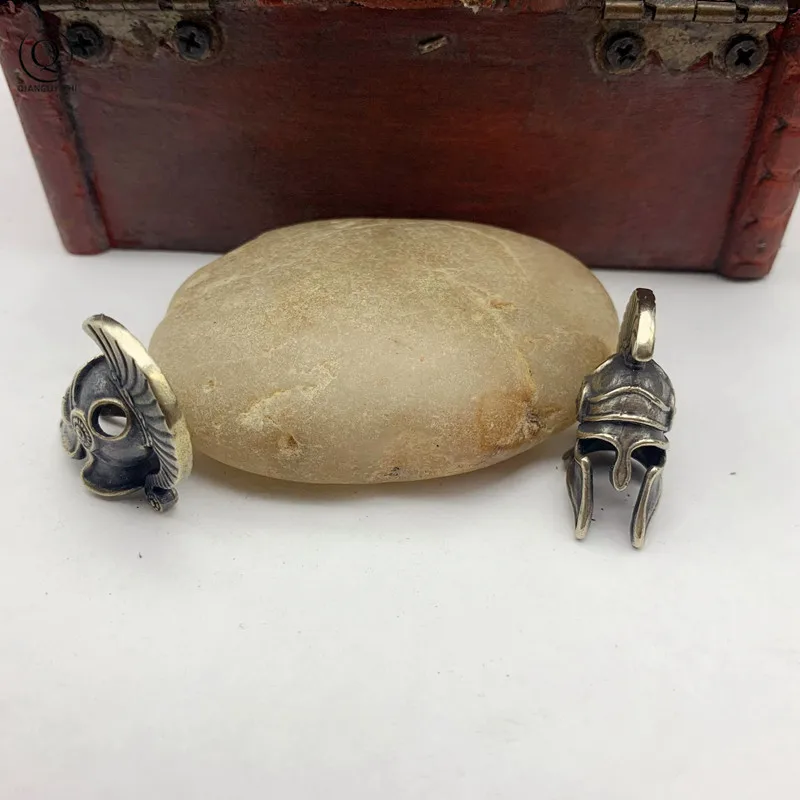 Латунный Спартанский шлем Паракорд веревка бусины кулон Открытый EDC инструмент