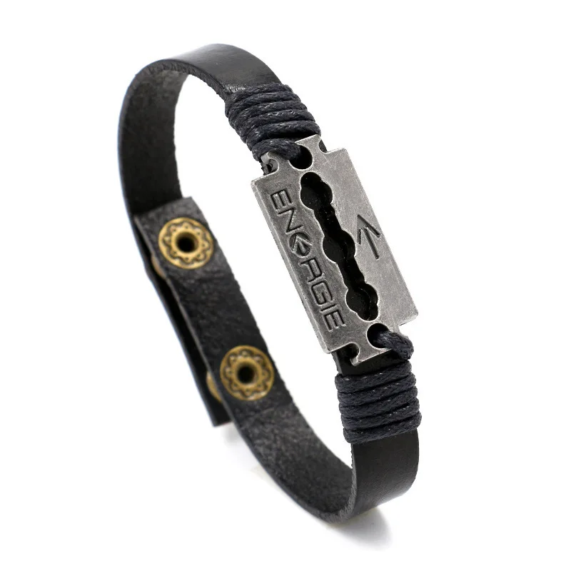 

Metal Letter Genuine Leather Bracelet for Women Men Jewelry Fashion Multilayer Bohemian Charm Wide Bracelets & Bangles