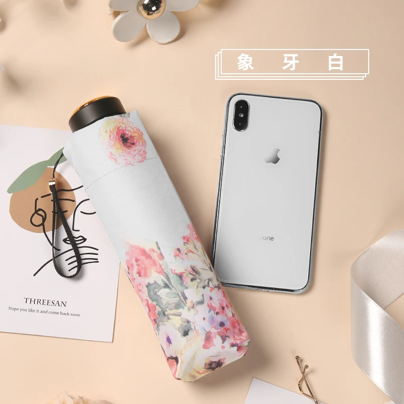 

Portable Sun Umbrella Children Flower Four Folding Umbrella Uv Protection Black Coating Regenschirm Household Products EF50YS