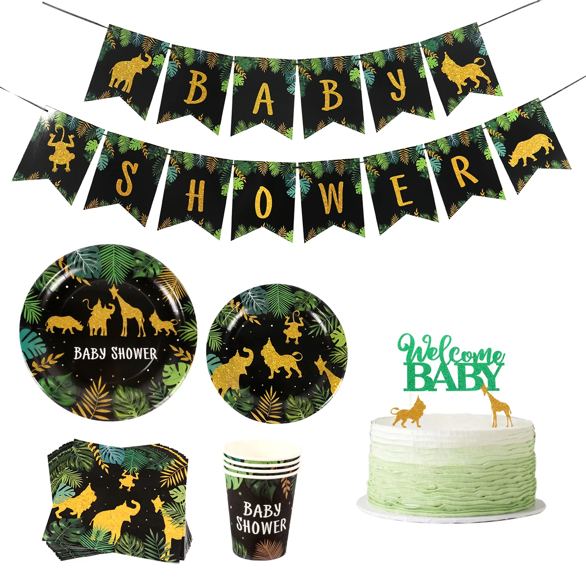 

Wild One Theme Party Decoration Disposable Tableware Jungle Safari Theme Party Baby Shower Happy Birthday Party Decorations Kids