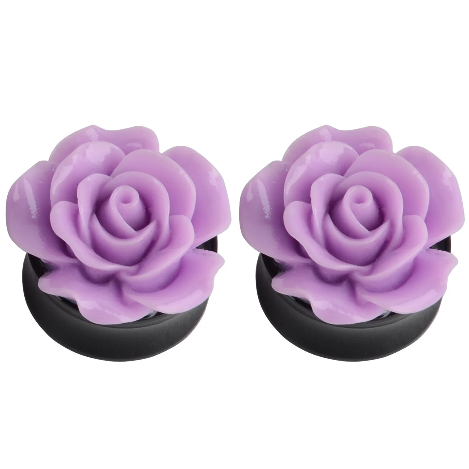 Purple Розовый акриловый цветок, Ушная пробка, тоннель, ушные датчики, расширитель, готический панк, Ушная пробка, ювелирные изделия для тела, шарм, пирсинг для тела для женщин, бижутерия - Окраска металла: Purple