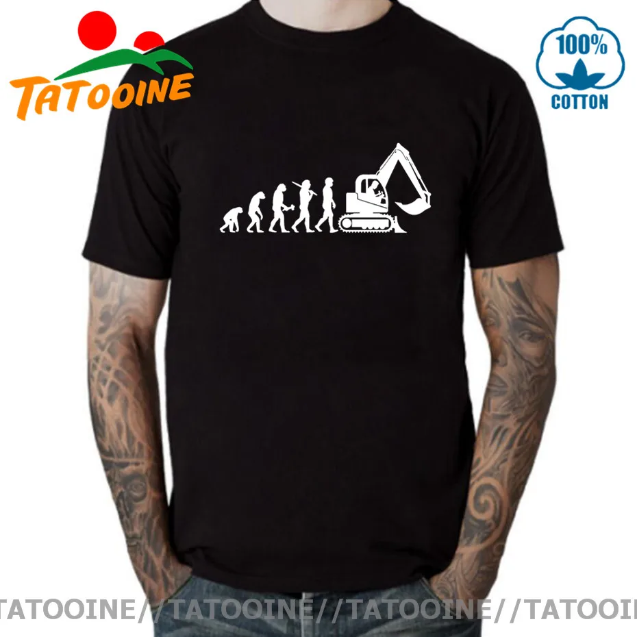 ТАТУИН мужские футболки Эволюция футболка Экскаватор строительная машина