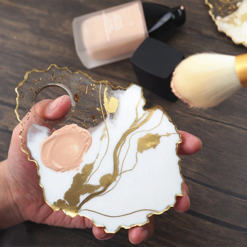 

Cosmetic Makeup Palette Spatula Tool Resin Casting Mold Eye Shadow Makeup Irregular Round Palette Panel Mould Craft Tool