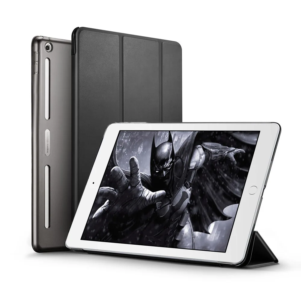 Black Чехол для iPad 9,7, ESR из искусственной кожи передняя крышка+ Мягкий ТПУ бампер край+ PC задняя Авто спящий умный чехол для нового iPad выпуска - Цвет: Black