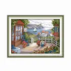 Комплект для вышивки крестиком Joy Sunday, террасы с цветущими цветами, 11CT 14CT, печать, штампованная ткань, Декор, Набор для вышивки
