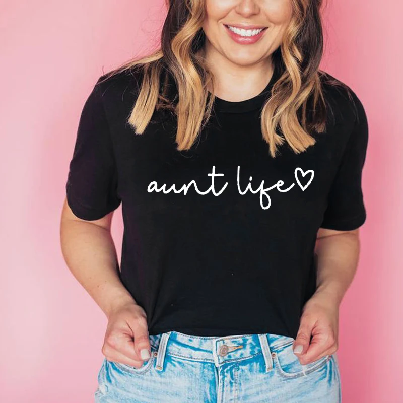 Тетушка Жизнь футболка тетушка рубашки для женщин с милым сердечком тетей Vibes