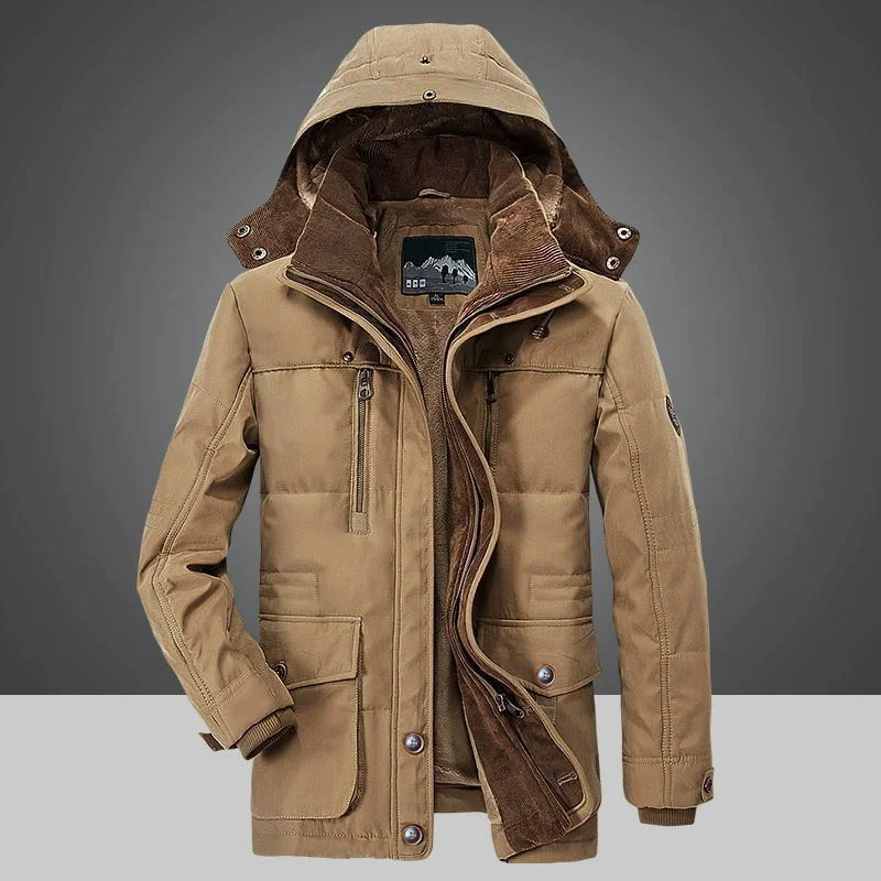 

Ветрозащитная шерстяная куртка, Теплая мужская Толстая куртка в стиле милитари, зимние пальто с капюшоном, парки, верхняя одежда, высококач...