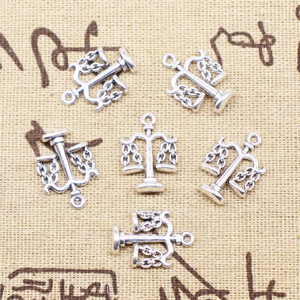 

Jewelry Making Charms 5pcs 15x22mm Antique Silver Color Balance Charms