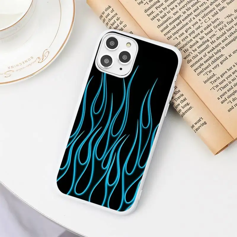 

Fashion Red Flames Fitted Phone Case Candy Color White for iPhone 11 pro XS MAX 8 7 6 6S Plus X 5S SE 2020 XR