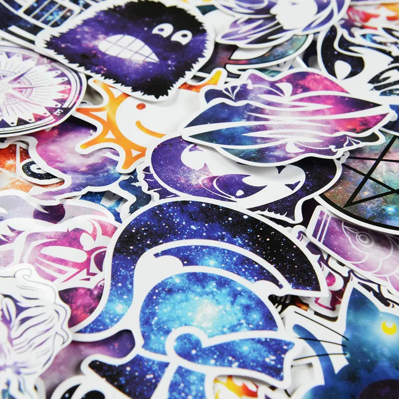 100PCS Waterproof Vinyl Anime Galaxy Stickers Cute Guitatr Luggage Laptop Computer For Mac book Pro 13&quot Air /Xiaomi/HP | Компьютеры и