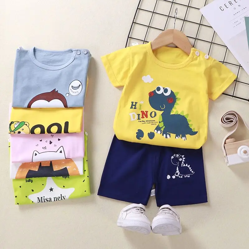 

Children Boys Summer Clothing Set Boys Outfits Kids Boys Girls Tracksuit Cotton T-shirt+shorts 2pcs 1-6y