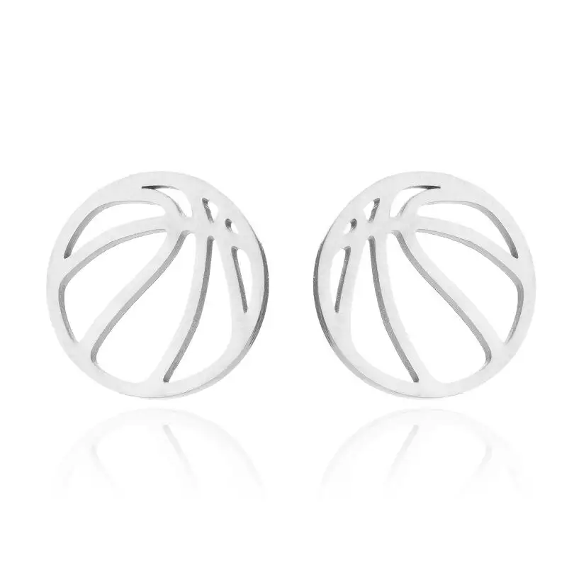 

Stainless Steel Volleyball Stud Earrings Fashion Sports Jewelry Hollow Basketball Earrings Piercing Women Men Club Gifts