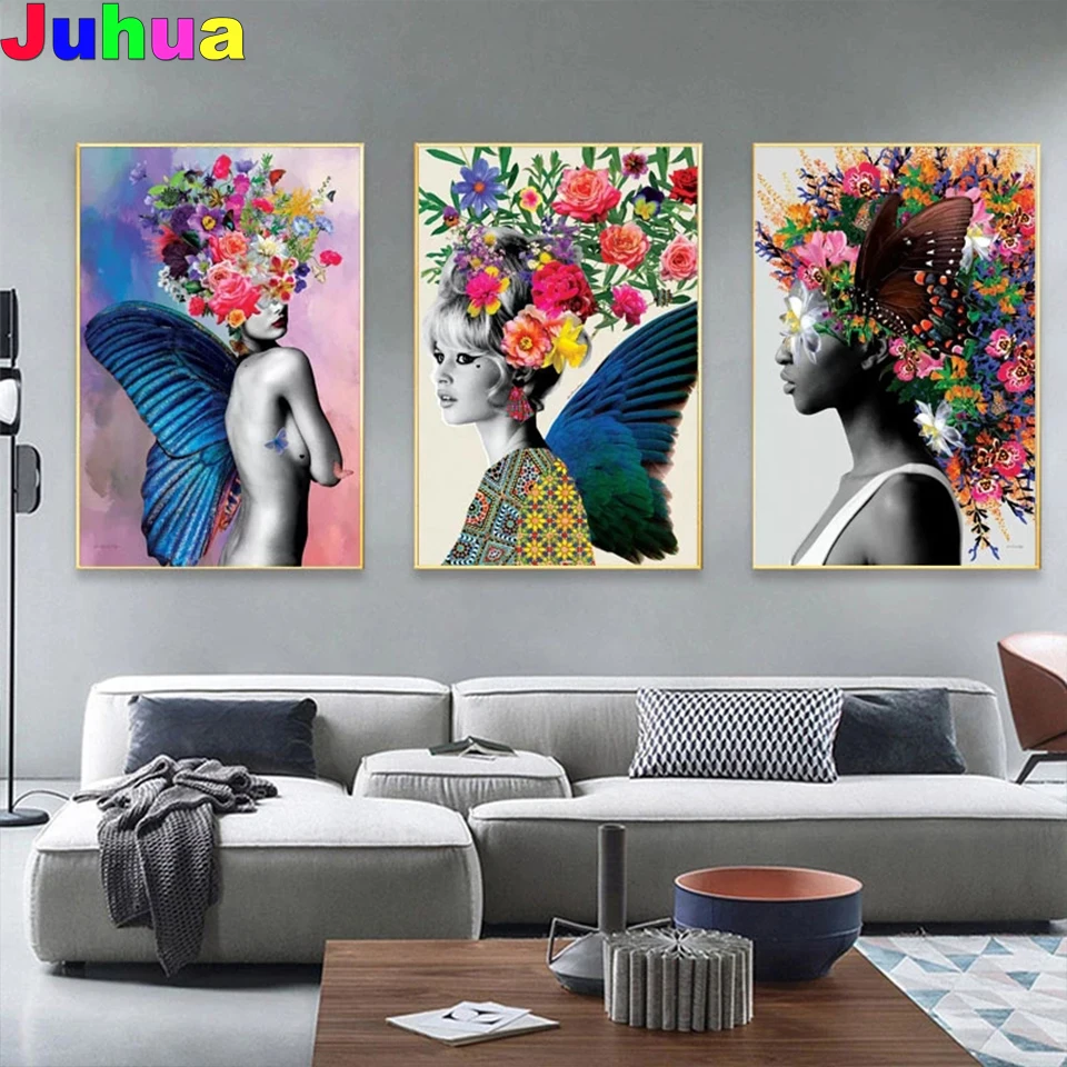 

Abstract Butterfly Wings Women diy Diamond Painting full square/round drill flower girl diamond embroidey mosaic art home decor