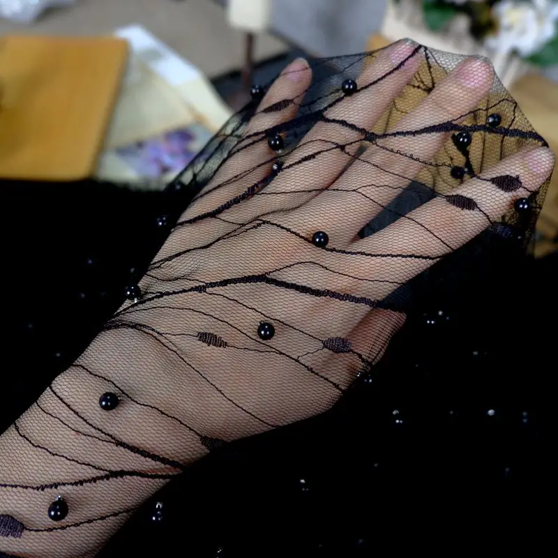 1 м/лот Ширина 5 метров жемчужная сетчатая пряжа кружевная ткань дизайнерская