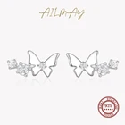 Ailmay Аутентичные 925 Стерлинговое Серебро, кубического циркония тонкая элегантная бабочка животный принт в виде капель с кристаллами в форме для женщин, романтичное свадебное ювелирное изделие