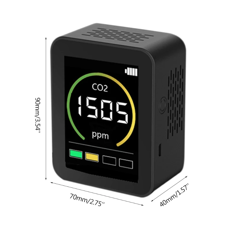 

CO2 Air Quality Monitor Gas Tester Detector Analyzer Carbon Dioxide Meter with Temperature Humidity Display 400-5000PPM