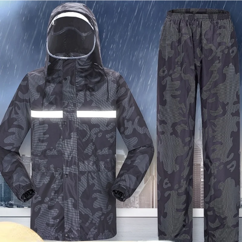 Camo Travel Raincoat Pants Portable Overall Tactical Raincoat Men Big Size Long Foldable Traje Lluvia Moto Raincoat LL50YY