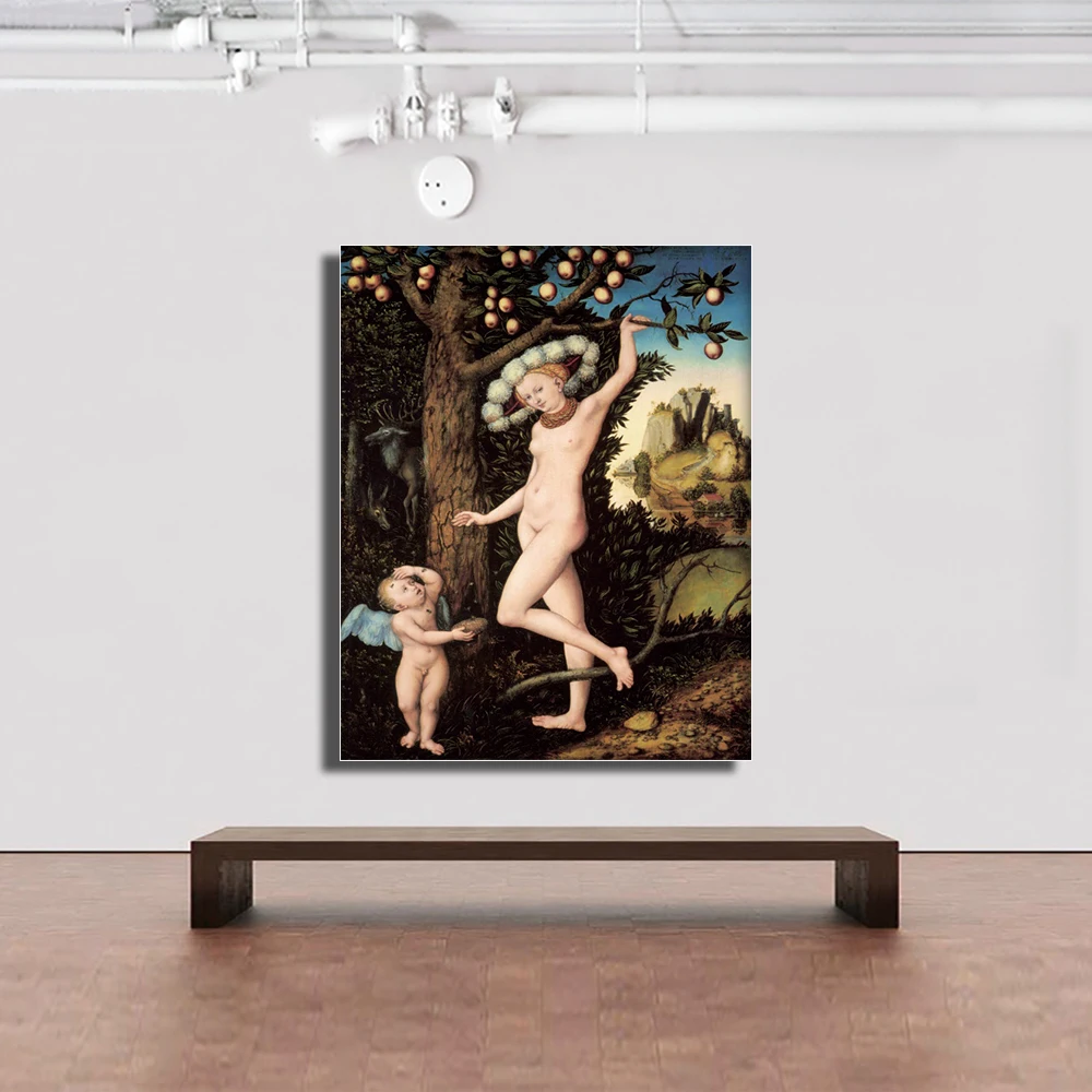 Laeacco холст Cranach Ретро Живопись каллиграфия Cupid жалуются на Венера Северный плакат