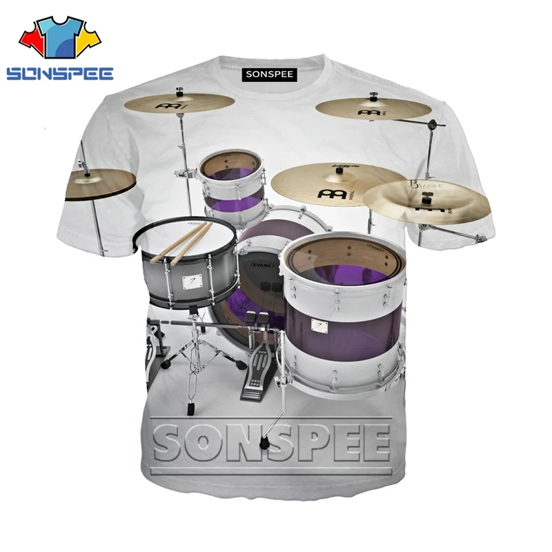 Anime 3d print funny music t shirt Men Women fashion t-shirt drum set sexy kids Harajuku top tee Funny shirts homme tshirt A48