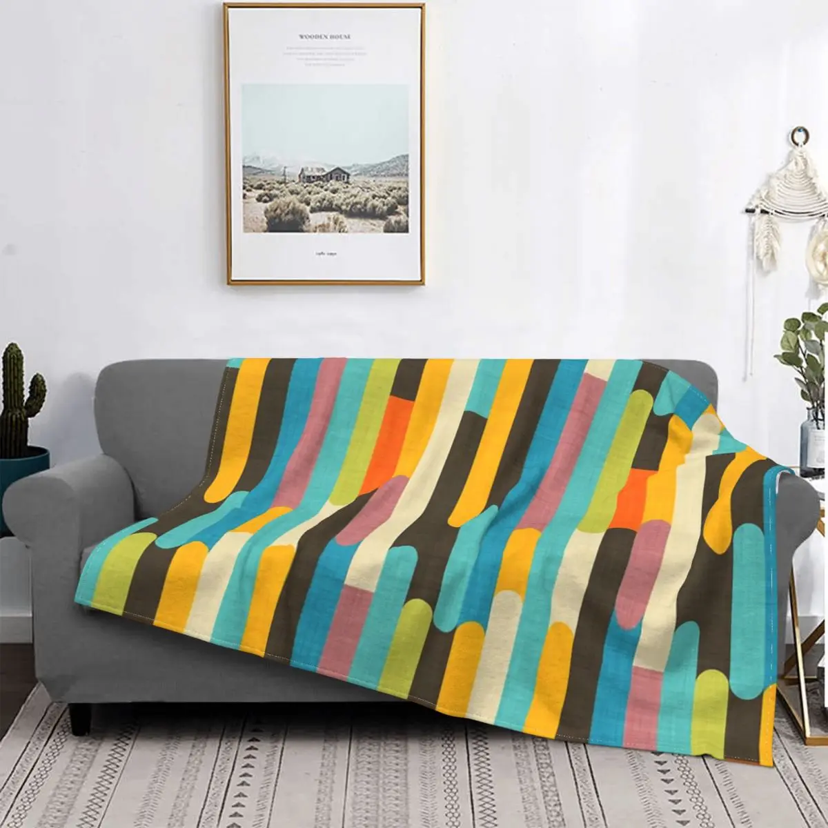 

Manta de palitos de Color Retro, colcha de cama, manta a cuadros, toalla de playa, ropa de cama y fundas