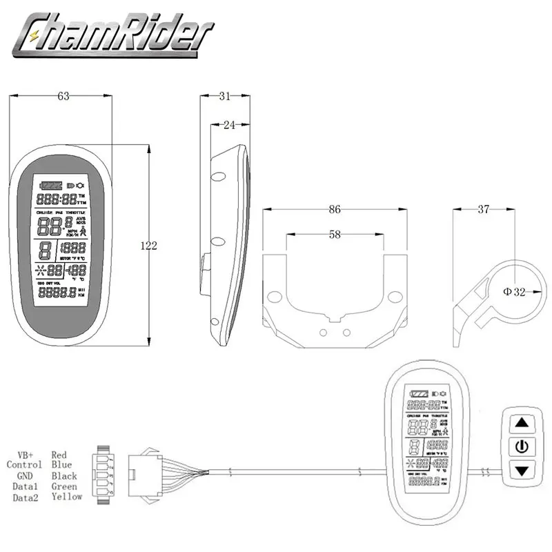 Контроллер ebike KT ЖК дисплей 24 В 36 48 В|ebike display controller|electric panel partscontroller electric bike 36v |