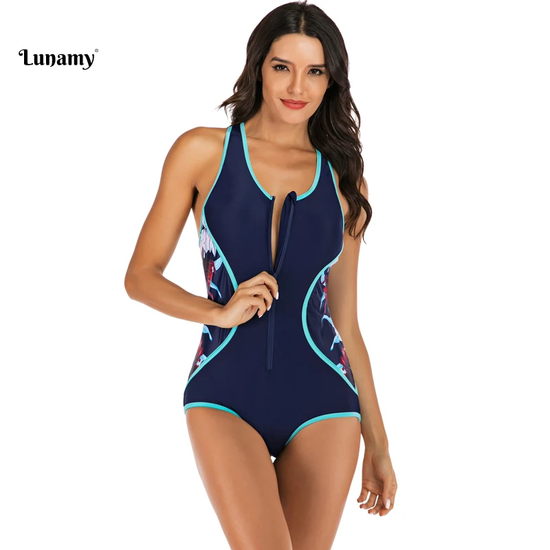 Lunamy темно синий спортивный цельный купальник женский сексуальный боди без