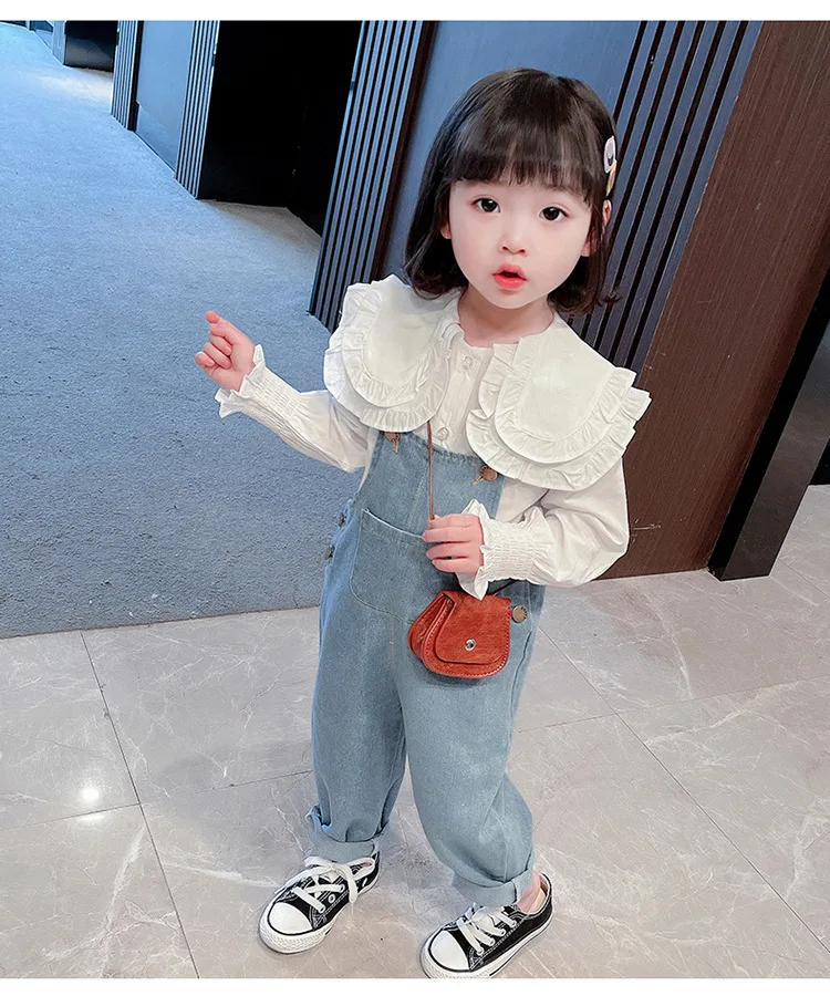 

Детский комбинезон, Новинка весна-осень 2021, Детские простые детские брюки в Корейском стиле, джинсовые брюки для девочек на весну
