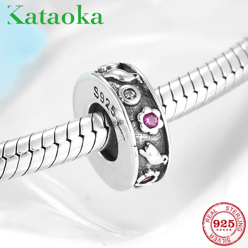 Горячее предложение 925 стерлингового серебра птицы и цветы круглые пробки