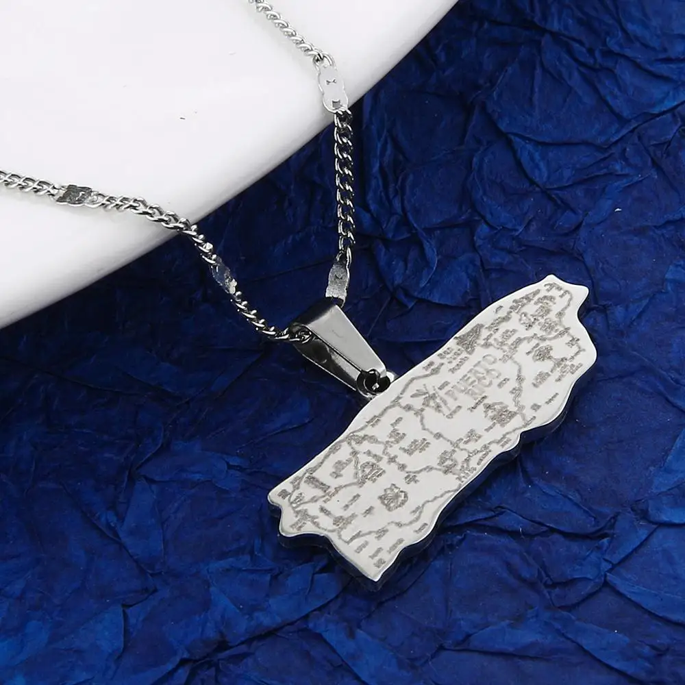 Нержавеющая сталь Пуэрто-Рико карта Подвесные Ожерелья модные Пуэрто-Риканцы