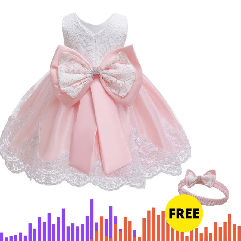orange pink Летнее платье с большим бантом для маленьких девочек; кружевное платье-пачка для крещения; платья для девочек на день рождения, свадьбу; одежда для малышей - Цвет: orange pink
