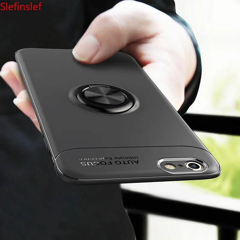 slefinslef for apple iphone se 2020 case finger ring holder shell soft silicone back cover for iphone se 2 4 7 free global shipping