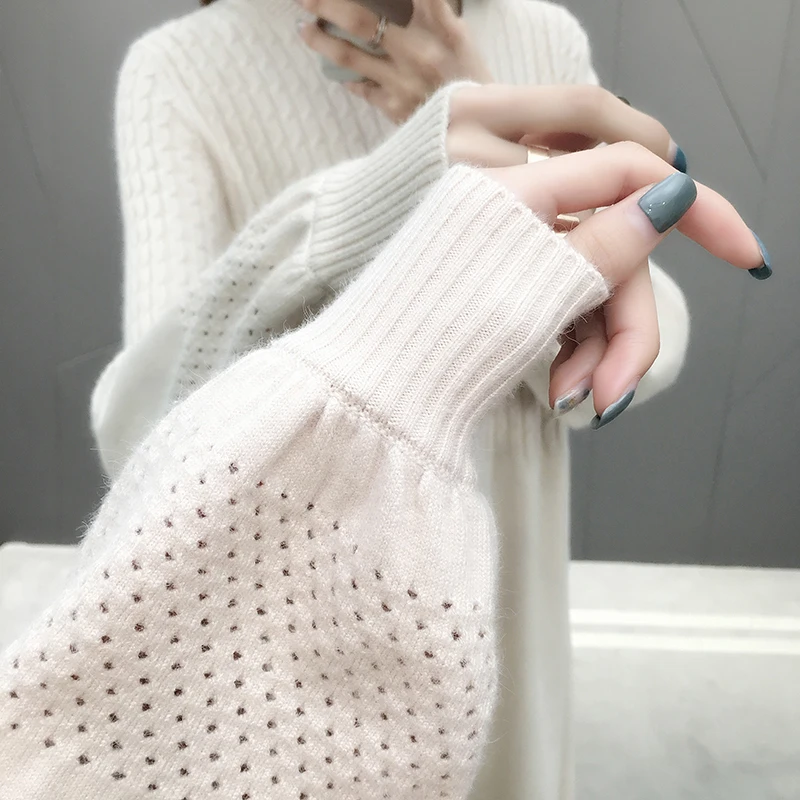 Женское платье свитер Leiouna повседневное свободное однотонное с круглым вырезом