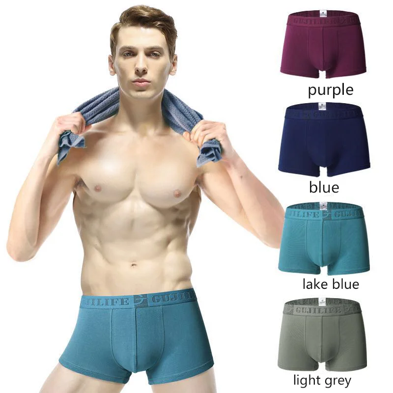 Боксеры мужские 4 шт./лот хлопковые трусы пикантное нижнее белье шорты боксеры