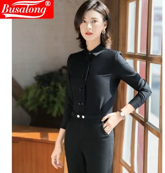 

2020 Autumn Fashion Women Patchwork shirt OL Formal short sleeve slim chiffon blouses Office ladies temperament work tops