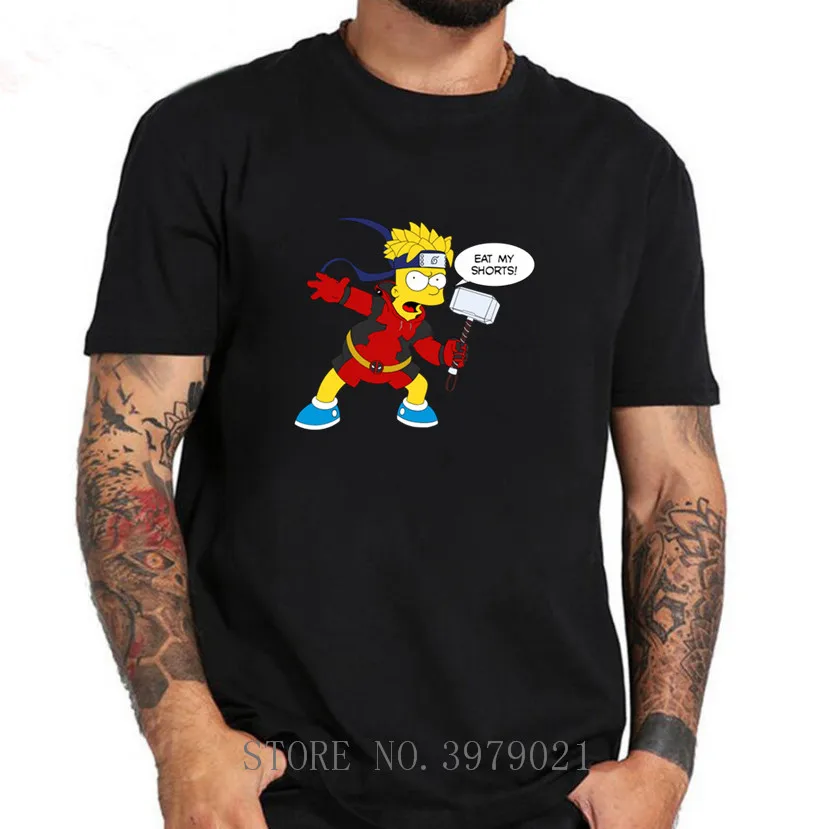 Футболка мужская с принтом Наруто тенниска коротким рукавом Барта Дэдпула Тора