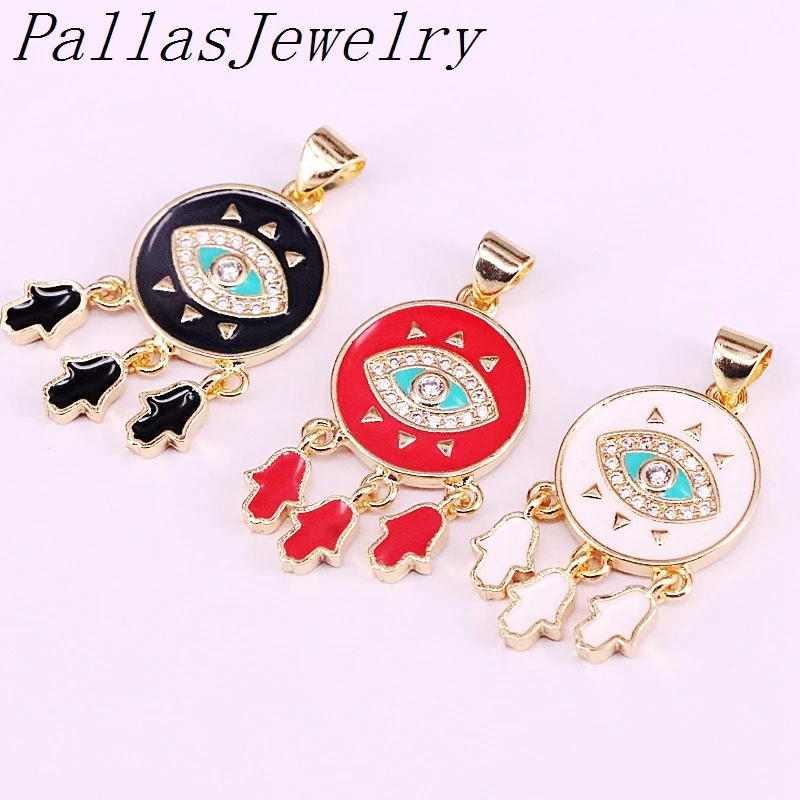 

10Pcs 2019 Unique Design Gold Color Statement Necklace Mix Color Enamel Eye Pendant Necklaces For Women Party Jewelry
