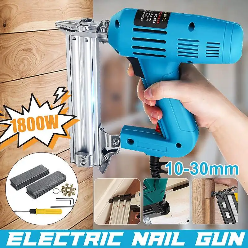 

1800W Electric Nail Gun Nailer Stapler Woodworking Electric Tacker Furniture Straight Staple Nail Guns Pneumatic Power Tools