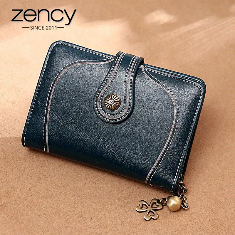 Простой короткий кошелек Zency из 100% натуральной кожи для женщин клатч высокого
