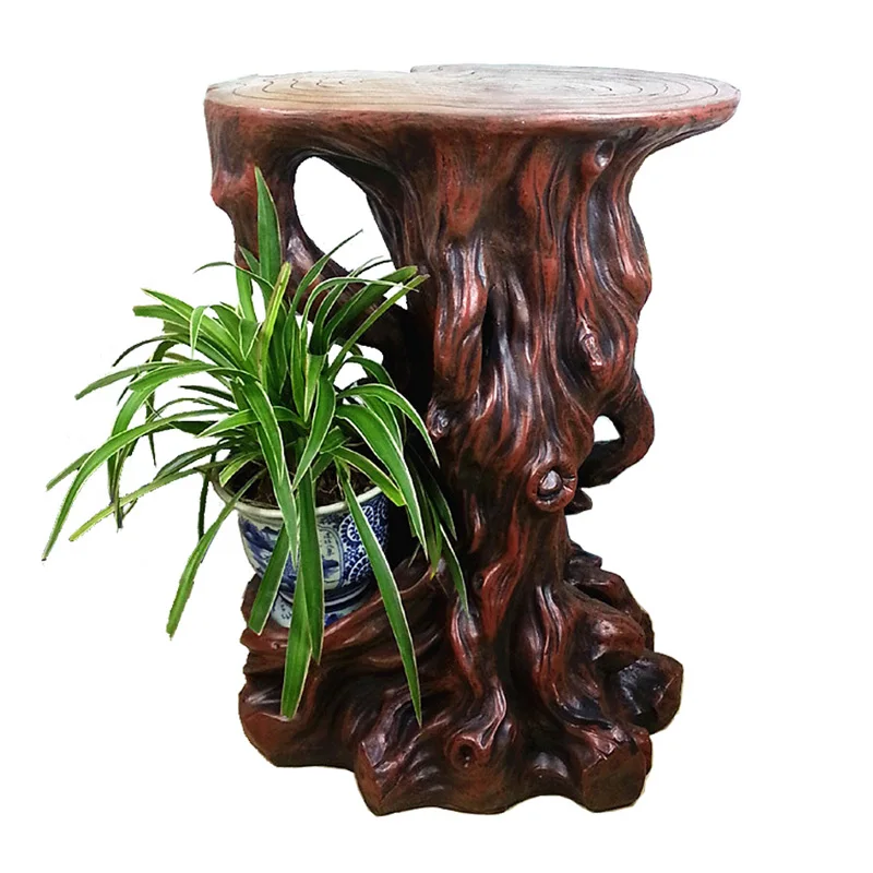 

TT Flower Stand Chinese Flower PotShelf Indoor Living Room Balcony Retro Flower Stand Bonsai Decoration Imitation Wood FloorBase