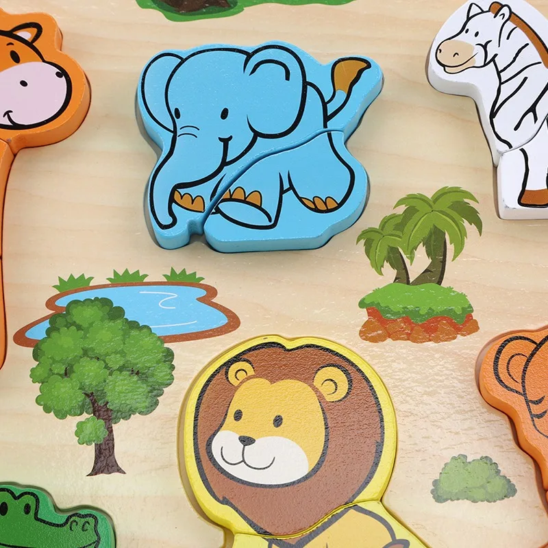 

Baby Toys Montessori Wooden Puzzle/Hand Grab Board Set Educational Wooden Toy Cartoon Vehicle/ Marine Animal Puzzle Child Gifts
