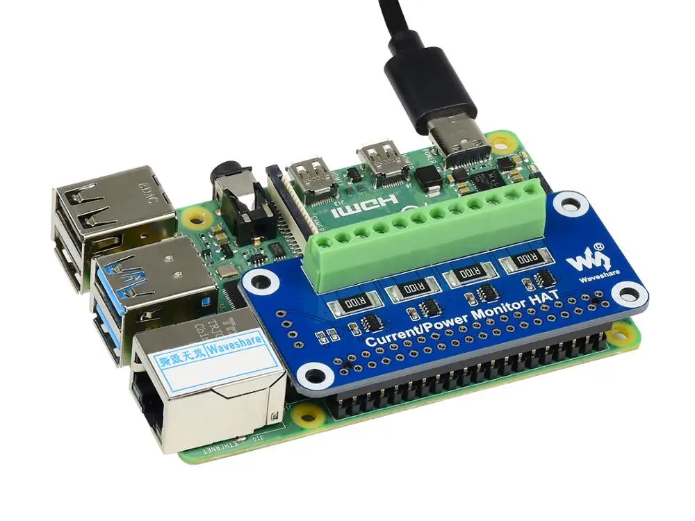 Waveshare 4-ch ток/напряжение/Мощность монитор шляпа для Raspberry Pi интерфейс iec/SMBus |