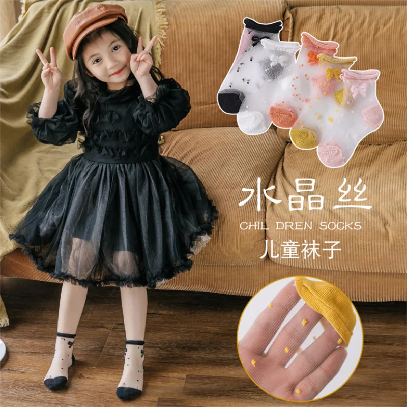 Носки для девочек шелковые носки с кристаллами маленьких летние короткие милым
