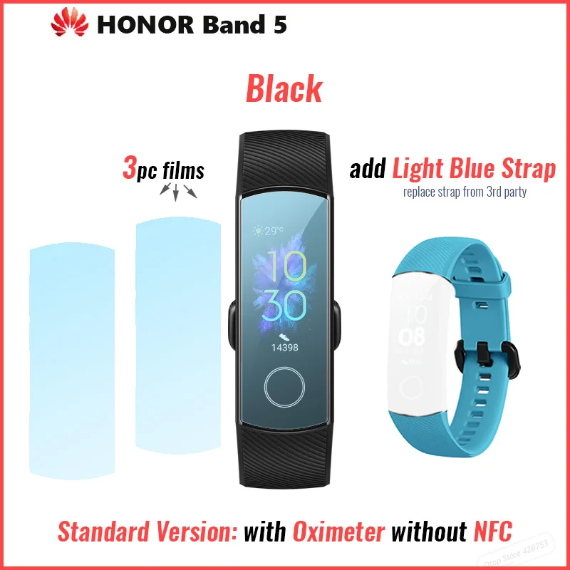 Band 5 black n light Смарт-браслет huawei Honor Band 4 Amoled, цветной сенсорный экран 0,95 дюйма, для плавания, для обнаружения пульса и сна - Цвет: Band 5 black n light