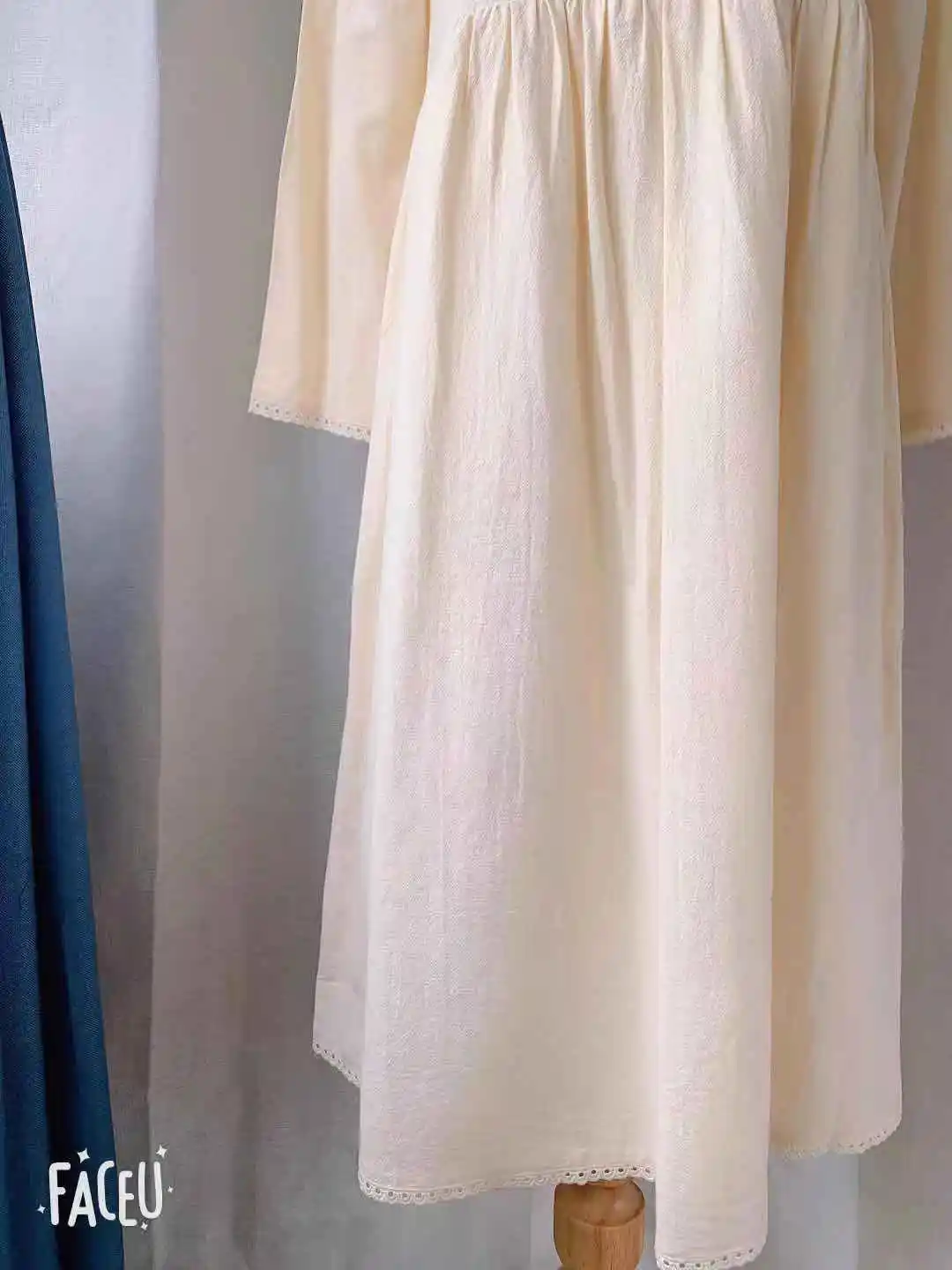 Платье женское хлопково-льняное с длинным рукавом повседневный наряд в стиле